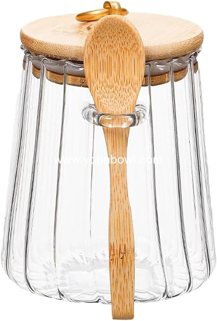 Wholesale Airtight Glass Sugar Bowl 25.36 FL OZ Canister with Lid and Spoon for Food Storage, Candy Jar, Coffee Bar Accessories, Beans and Powder - Manufacturer