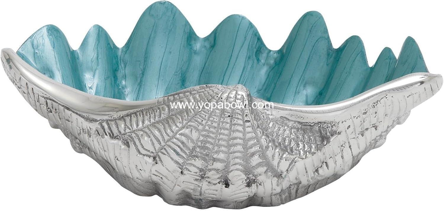 Wholesale Aluminum Metal Shell Serving Bowl with Enamel Interior, 12