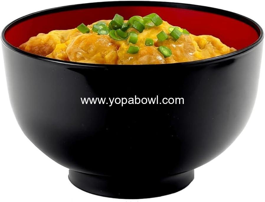 Wholesale Authentic Japanese Plastic Ramen Bowl, Black and Red Lacquered Noodle Soup Bowl, Food Safe BPA Free, Microwave and Dishwasher Safe, 38 oz Factory
