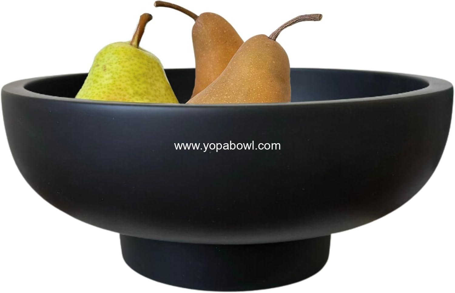 Wholesale Black Decorative Concrete Bowl - Modern Pedestal Fruit Bowl for Entryway Table - Coffee Table Decor, 12-Inch Diameter, Factory