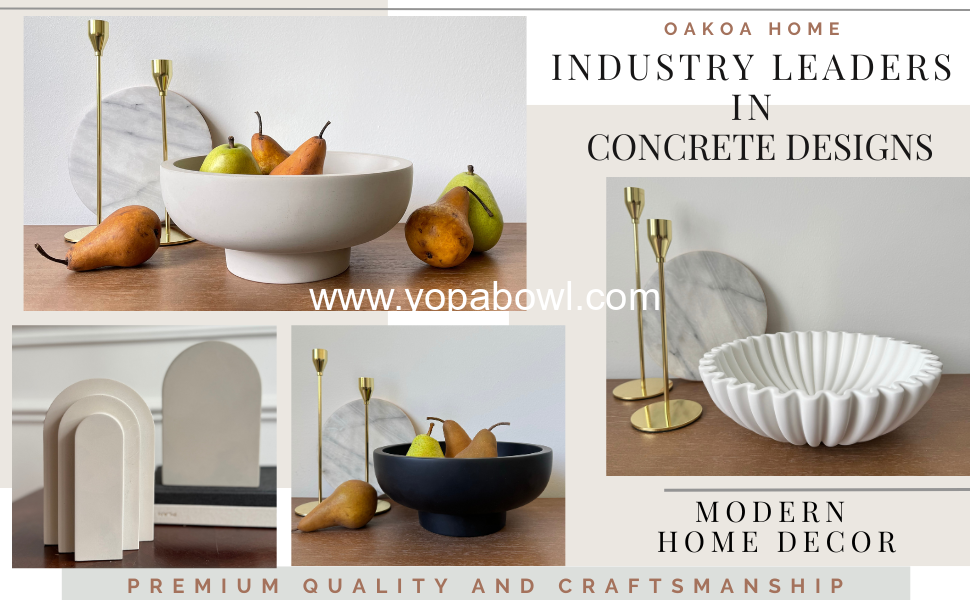 Wholesale Black Decorative Concrete Bowl - Modern Pedestal Fruit Bowl for Entryway Table - Coffee Table Decor, 12-Inch Diameter, Factory