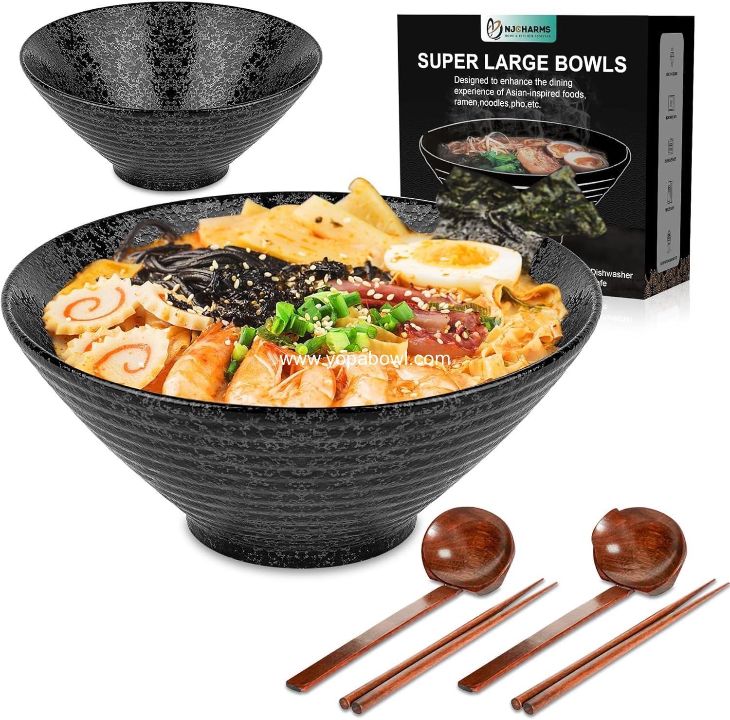 Wholesale Ceramic Ramen Bowl Set of 2, 60 oz Large Noodle Soup Bowls with Spoons and Chopsticks for Ramen, Pho, Udon, Asian Noodles - Factory Wholesale Ceramic Ramen Bowl Set of 2, 60 oz Large Noodle Soup Bowls with Spoons and Chopsticks for Ramen, Pho, Udon, Asian Noodles - Factory