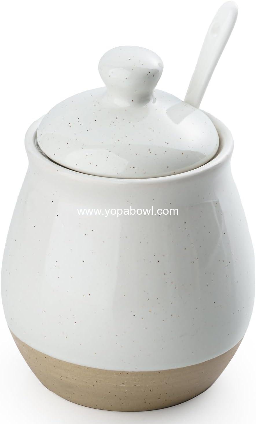 Wholesale Ceramic Sugar Bowl with Lid and Spoon, 10oz Sugar Jar for Salt, Condiments, Spices, and Seasonings - Ideal for Coffee Bar and Kitchen - White Factory Wholesale Ceramic Sugar Bowl with Lid and Spoon, 10oz Sugar Jar for Salt, Condiments, Spices, and Seasonings - Ideal for Coffee Bar and Kitchen - White Factory