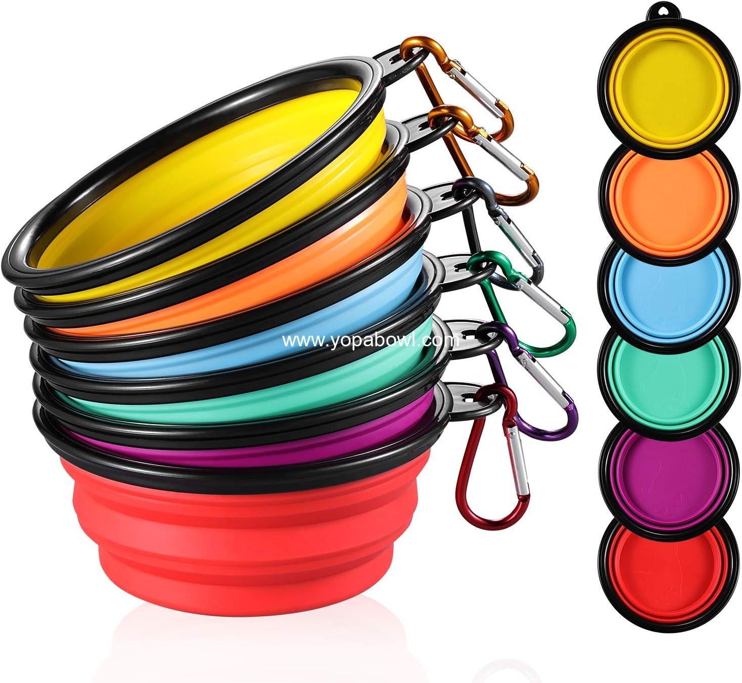 Wholesale Collapsible Dog Bowl for Travel, 12oz - 6 Pack Portable Pet Bowls with Carabiners, Foldable and Expandable - Factory