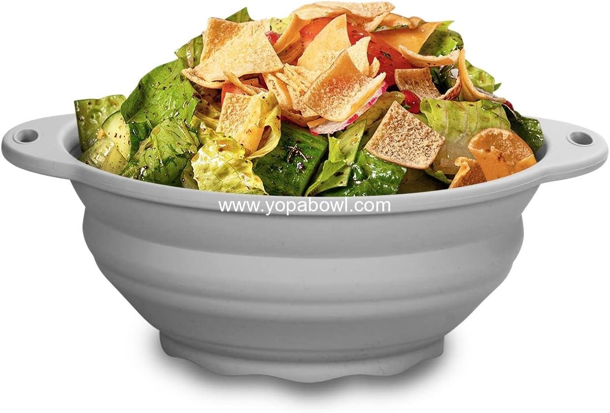 Wholesale Collapsible Silicone Salad Bowl 61oz for Camping, Outdoor Hiking, Travel, and Food Storage - Durable Food-Grade Container (Grey) Factory