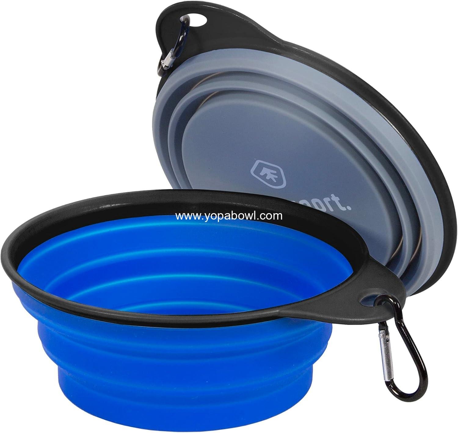 Wholesale Collapsible Silicone Travel Bowls, 2 Pack, Grey and Blue, Large Factory