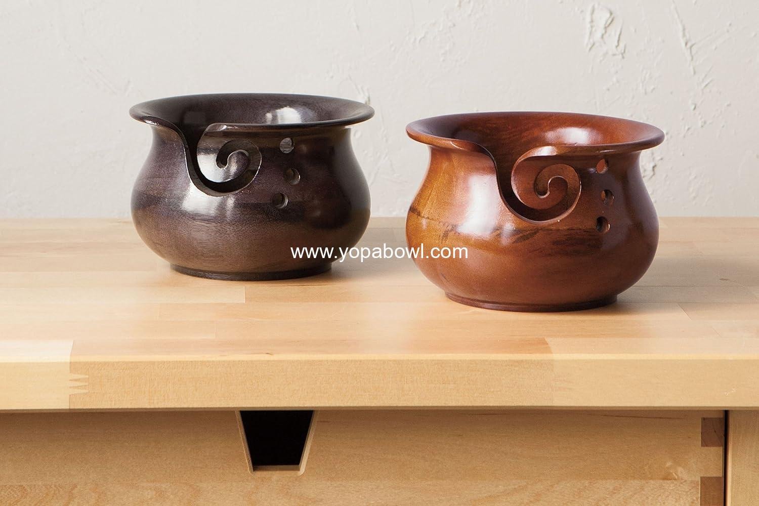 Wholesale Dark Brown Mango Wood Yarn Bowl - 6.5