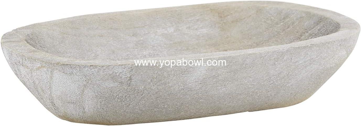 Wholesale Hand-Carved Paulownia Wood Dough Bowl, Small, Grey, Factory