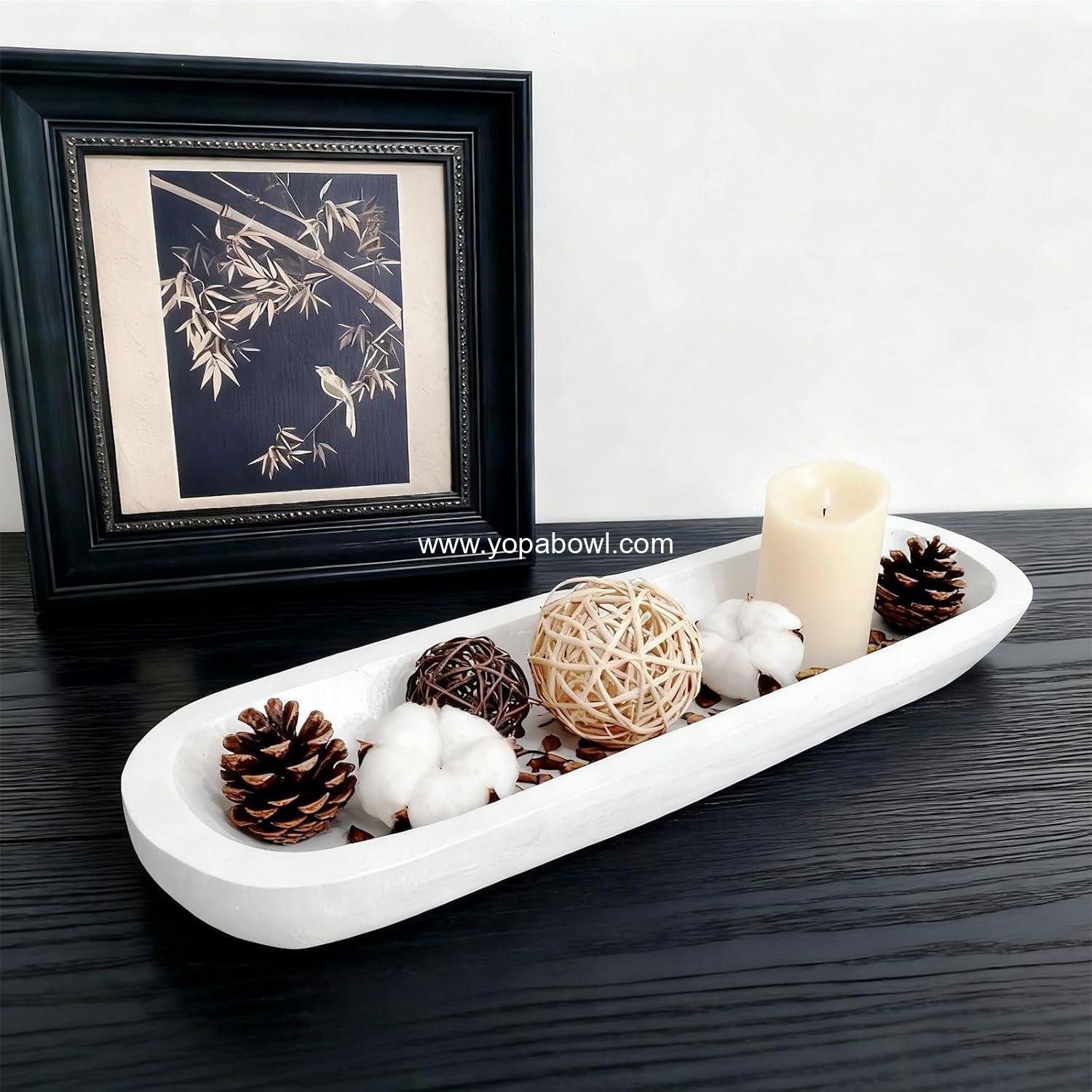 Wholesale Hand-Carved Wooden Dough Bowls Decorative Rustic Bread Tray, 20 x 6 x 2 Inch Centerpiece Home Decor - Factory