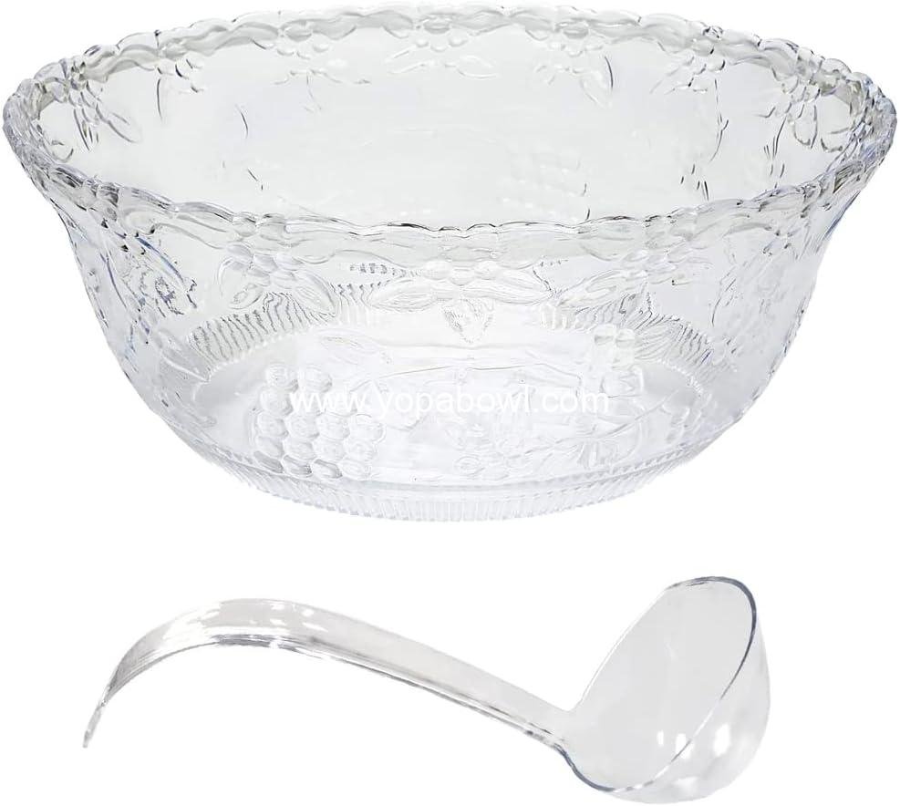Wholesale Large Clear Punch Bowl 2 Gallon Plastic with 5 oz Serving Ladle and Embroidered Design 8 Quart Serving Bowl Manufacturer