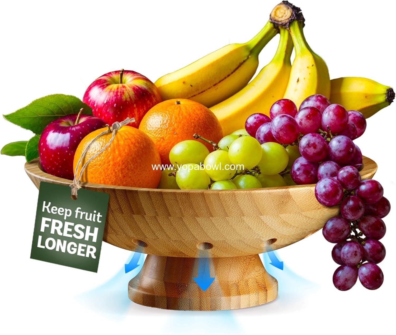 Wholesale Large Decorative Wooden Fruit Bowl - Modern Pedestal Serving Bowl for Kitchen Counter, Dining Table, Centerpiece, Entryway, Ideal for Fruits, Salads, and Keys - Factory
