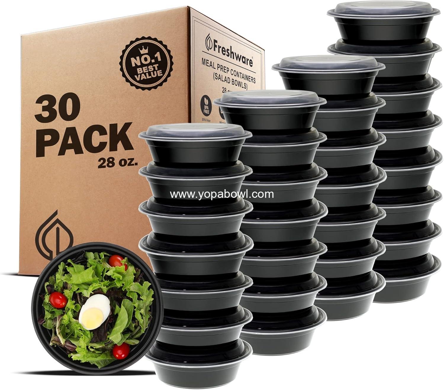 Wholesale Meal Prep Bowl Containers [30 Pack] Plastic Bowls with Lids for Soup, Salad, and Food Storage, BPA Free, Stackable, 28 oz, Microwave/Dishwasher/Freezer Safe, Lunch Boxes Factory