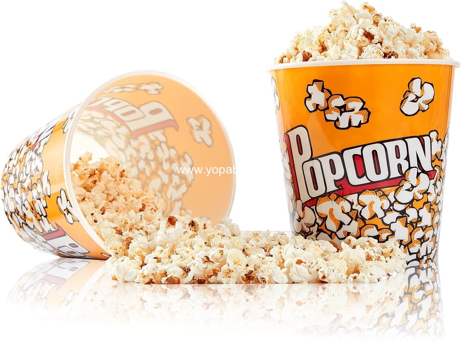 Wholesale Retro Reusable Popcorn Buckets for Movie Night - 7.1” x 7.1” x 5.1” - 2-Pack Factory