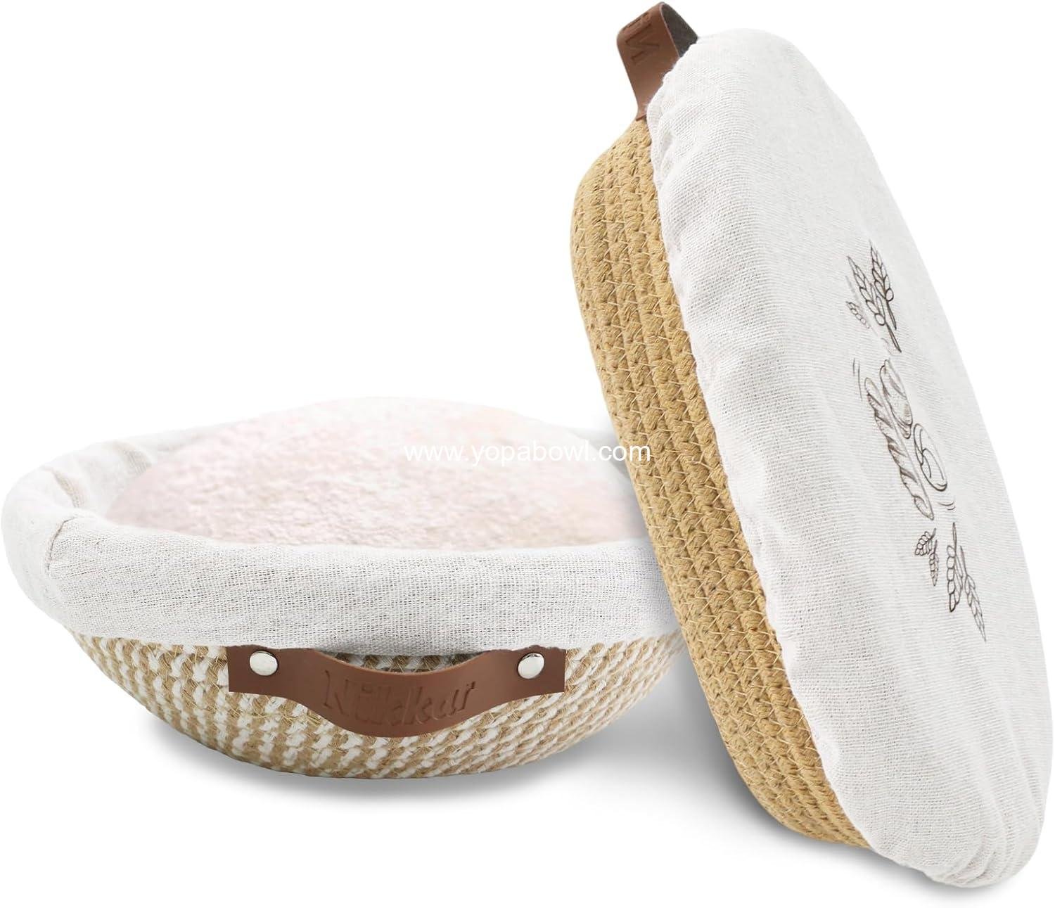 Wholesale Round & Oval Cotton Rope Sourdough Bread Proofing Basket Set of 2 - 9, 10, 11 Inches with Liners & Covers - Perfect Baking Supplies for Women, Moms, and Bakers - Factory