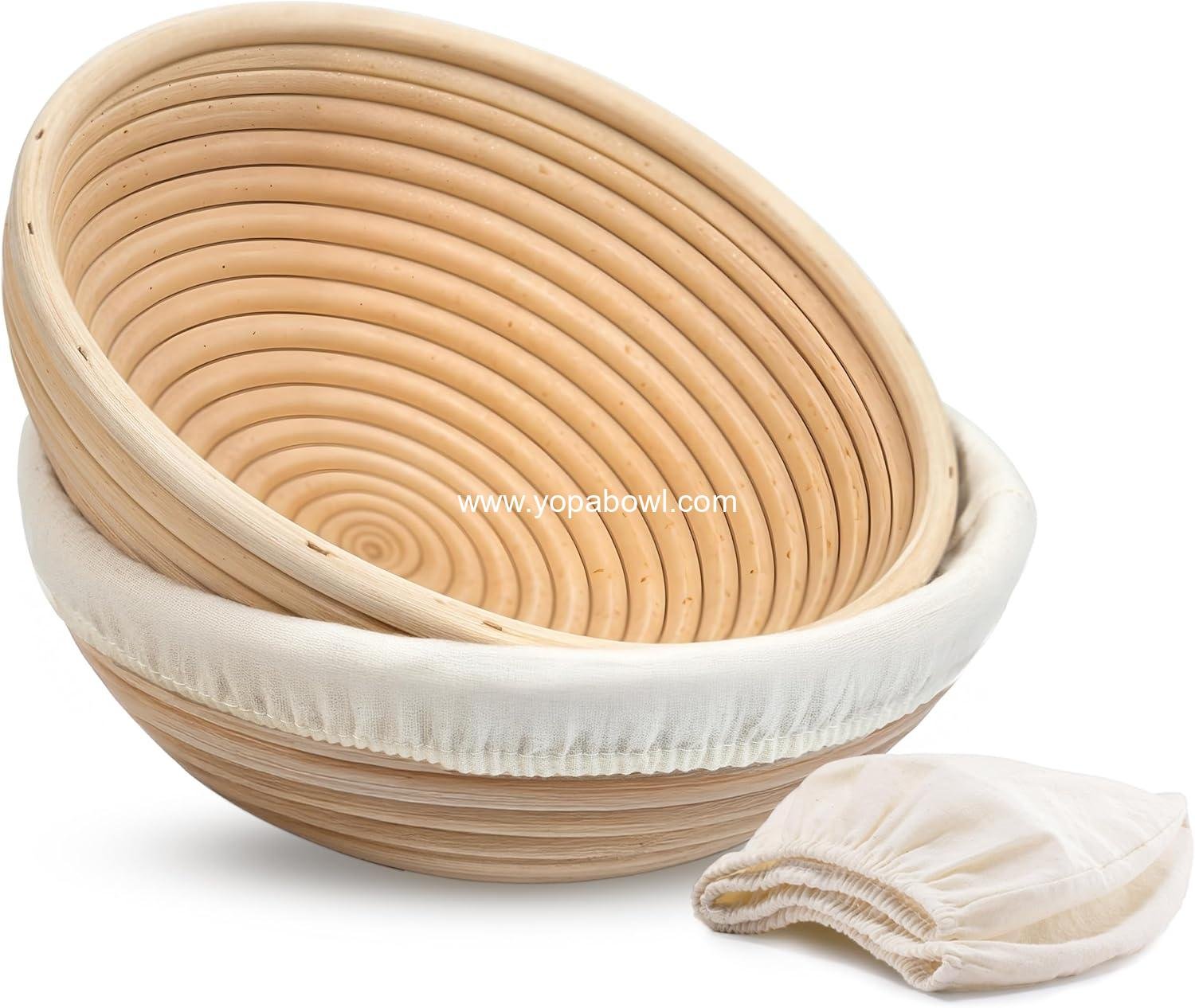 Wholesale Sourdough Proofing Basket Set, 9 Inch Round Rattan Bread Banneton with Cloth Liners, Artisan Bread Making Baskets, Set of 2, Factory Wholesale Sourdough Proofing Basket Set, 9 Inch Round Rattan Bread Banneton with Cloth Liners, Artisan Bread Making Baskets, Set of 2, Factory