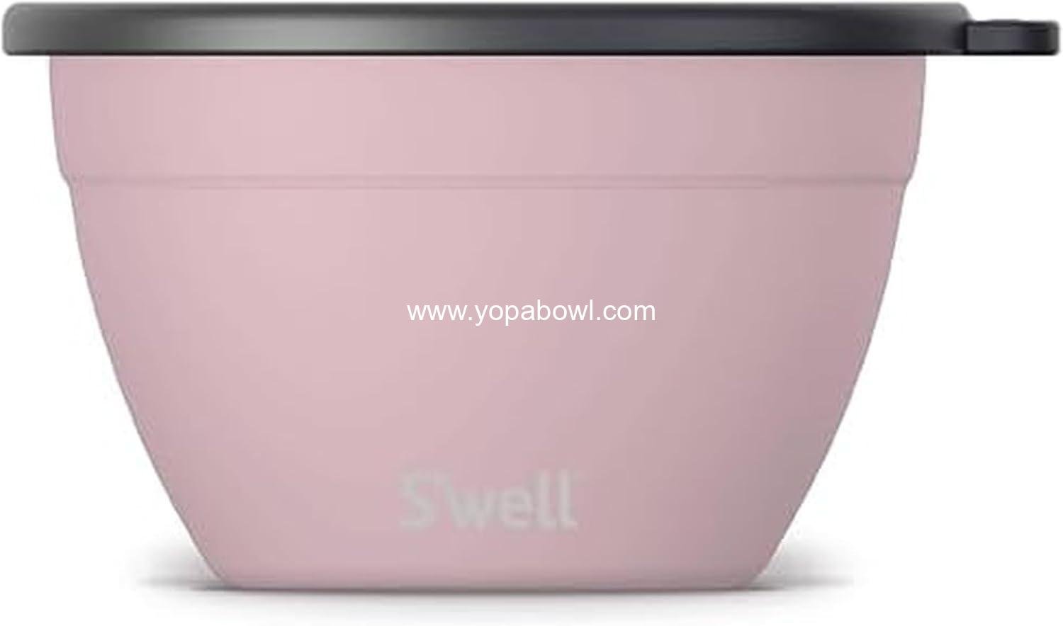 Wholesale Stainless Steel 64oz Salad Bowl Kit, Pink Topaz, Includes 2oz Mini Canister and Removable Tray, Leakproof, Dishwasher Safe, Factory