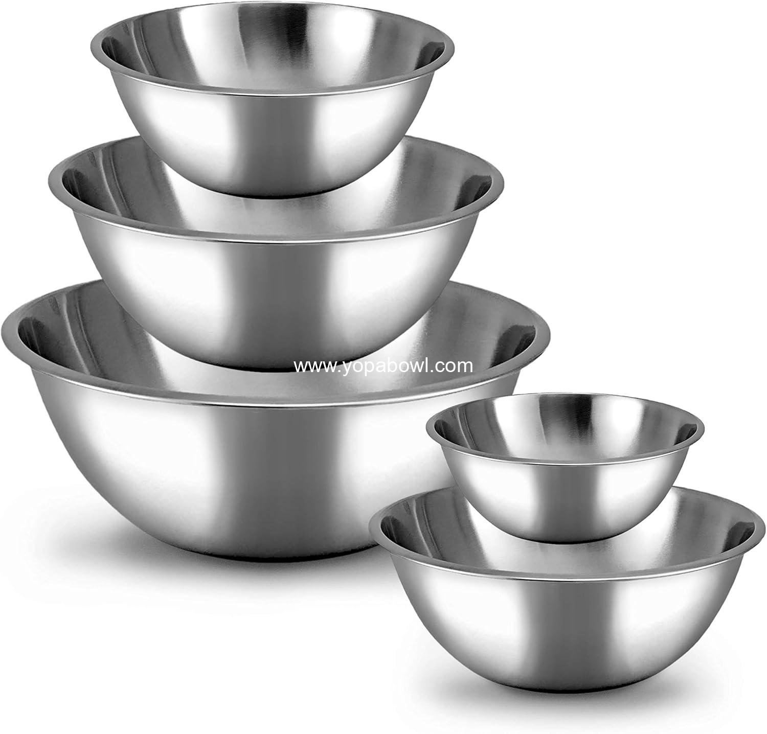 Wholesale Stainless Steel Mixing Bowls Set (5 Pieces) for Food Storage | Eco-Friendly, Heavy Duty, No Lids | Kitchen Organizers Factory