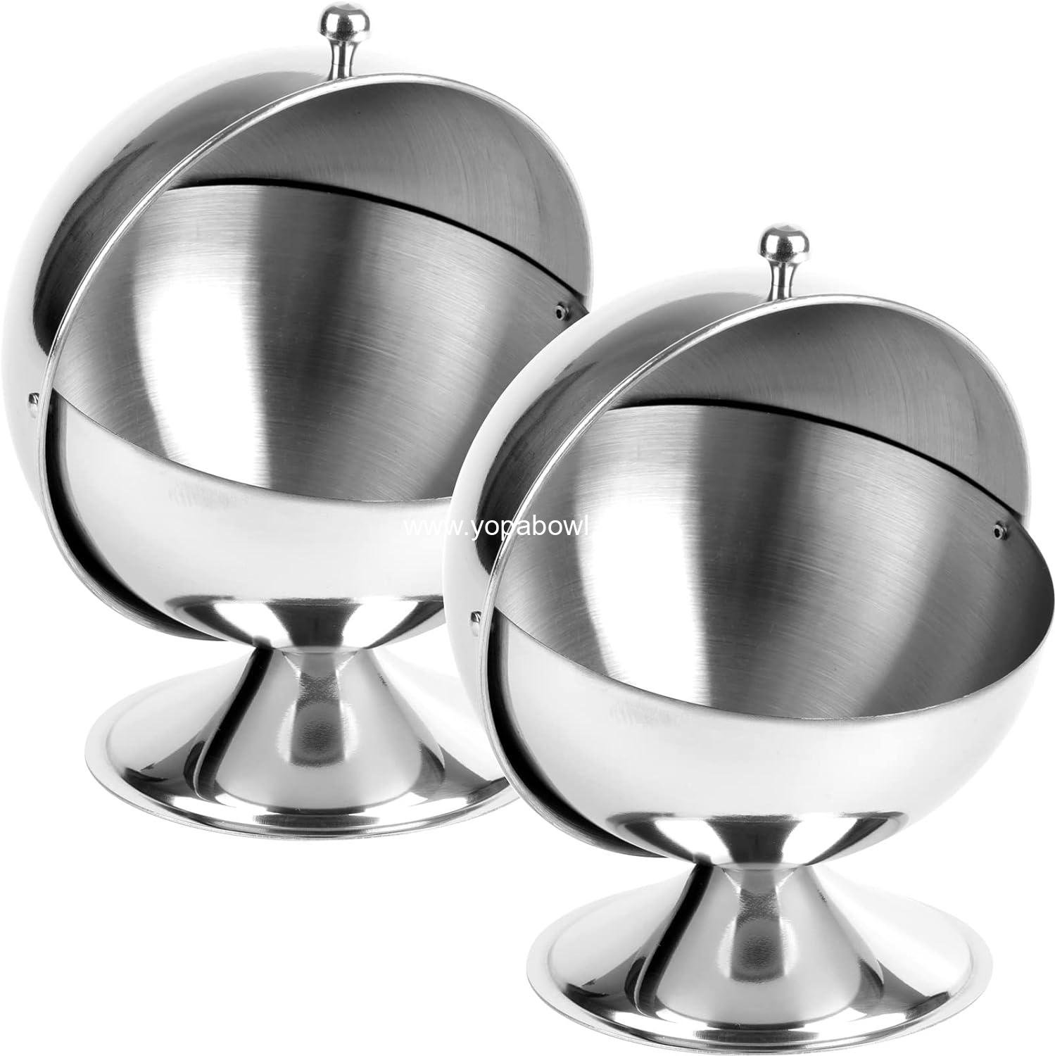 Wholesale Stainless Steel Sugar Bowl with Roll Top - 2 Pack Sugar Cube Holder, Candy Jar, Cookies and Mints Holder for Home Kitchen, Office, Parties Factory