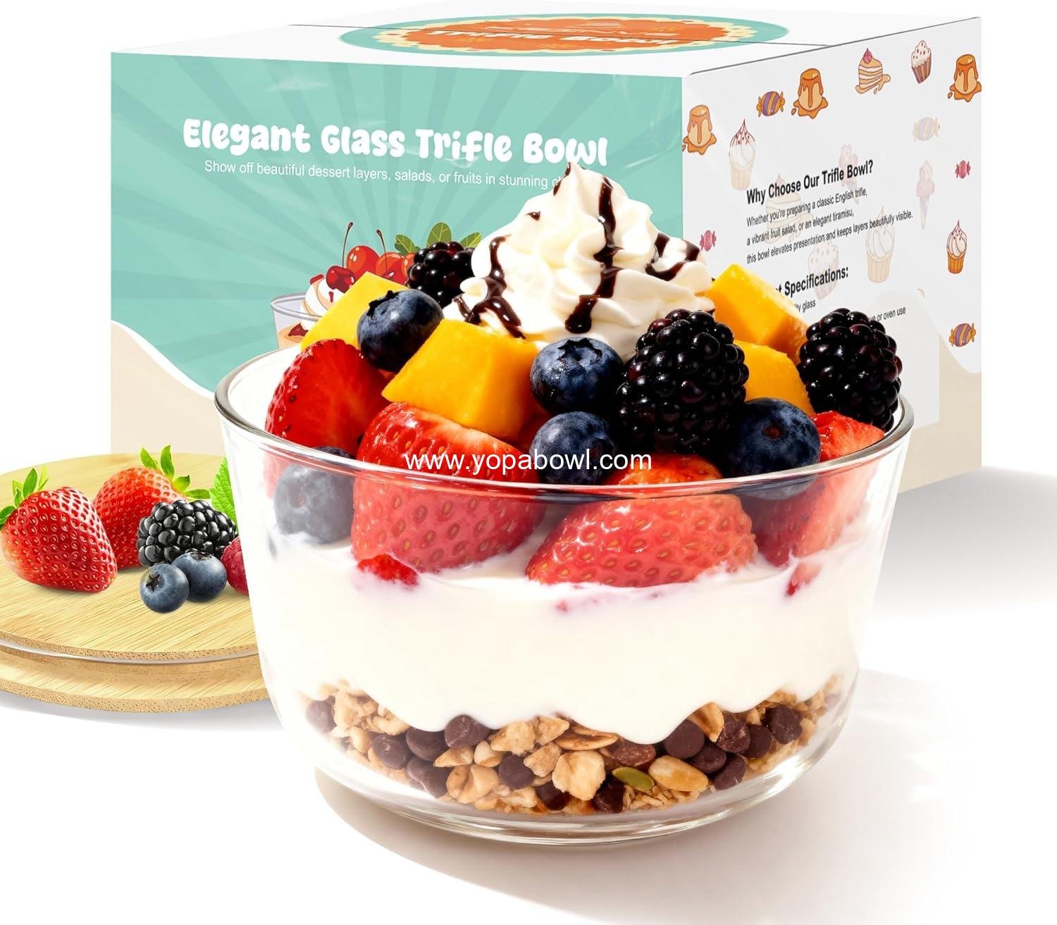 Wholesale Trifle Bowl with Lids, 135oz Glass Serving Bowl, BPA-Free Borosilicate for Salads & Fruits, Airtight Food Storage, Perfect for Layered Desserts & Holiday Parties - Factory Wholesale Trifle Bowl with Lids, 135oz Glass Serving Bowl, BPA-Free Borosilicate for Salads & Fruits, Airtight Food Storage, Perfect for Layered Desserts & Holiday Parties - Factory