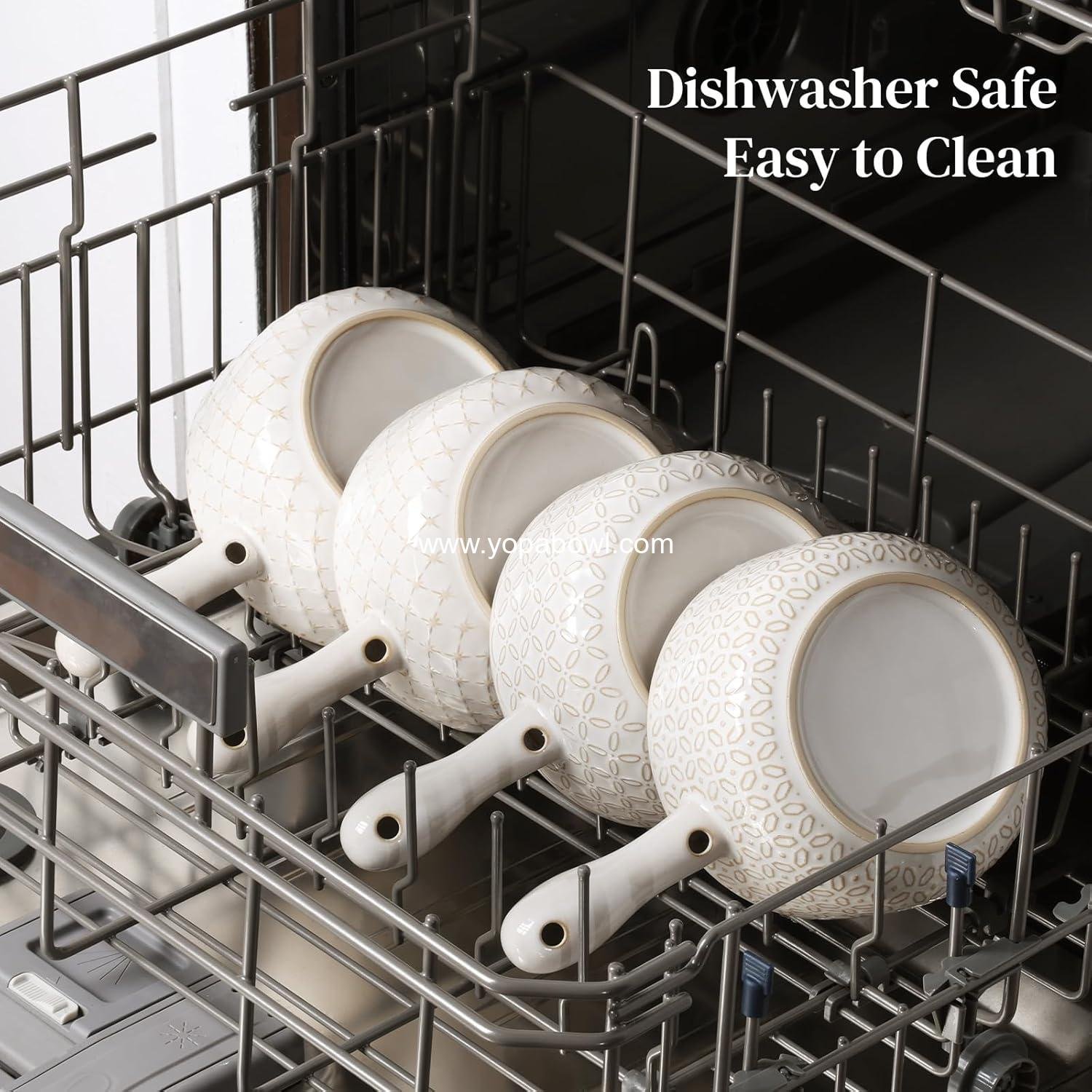 Wholesale 18 Oz French Onion Soup Bowls with Handles - Oven Safe, Stackable Ceramic Crocks for Chili and Beef Stew - Microwave & Dishwasher Safe - Set of 4 Manufacturer