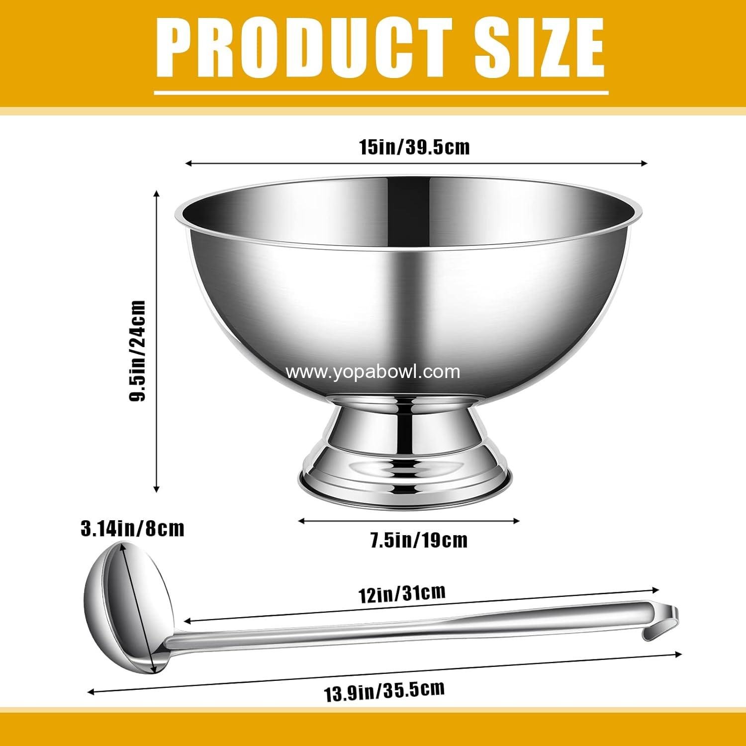 Wholesale 3 Gallon 12L Stainless Steel Champagne Bucket Punch Bowl with Ladle Ice Bucket for Parties Large Metal Wine Bowl with Base for Wine and Beer Factory
