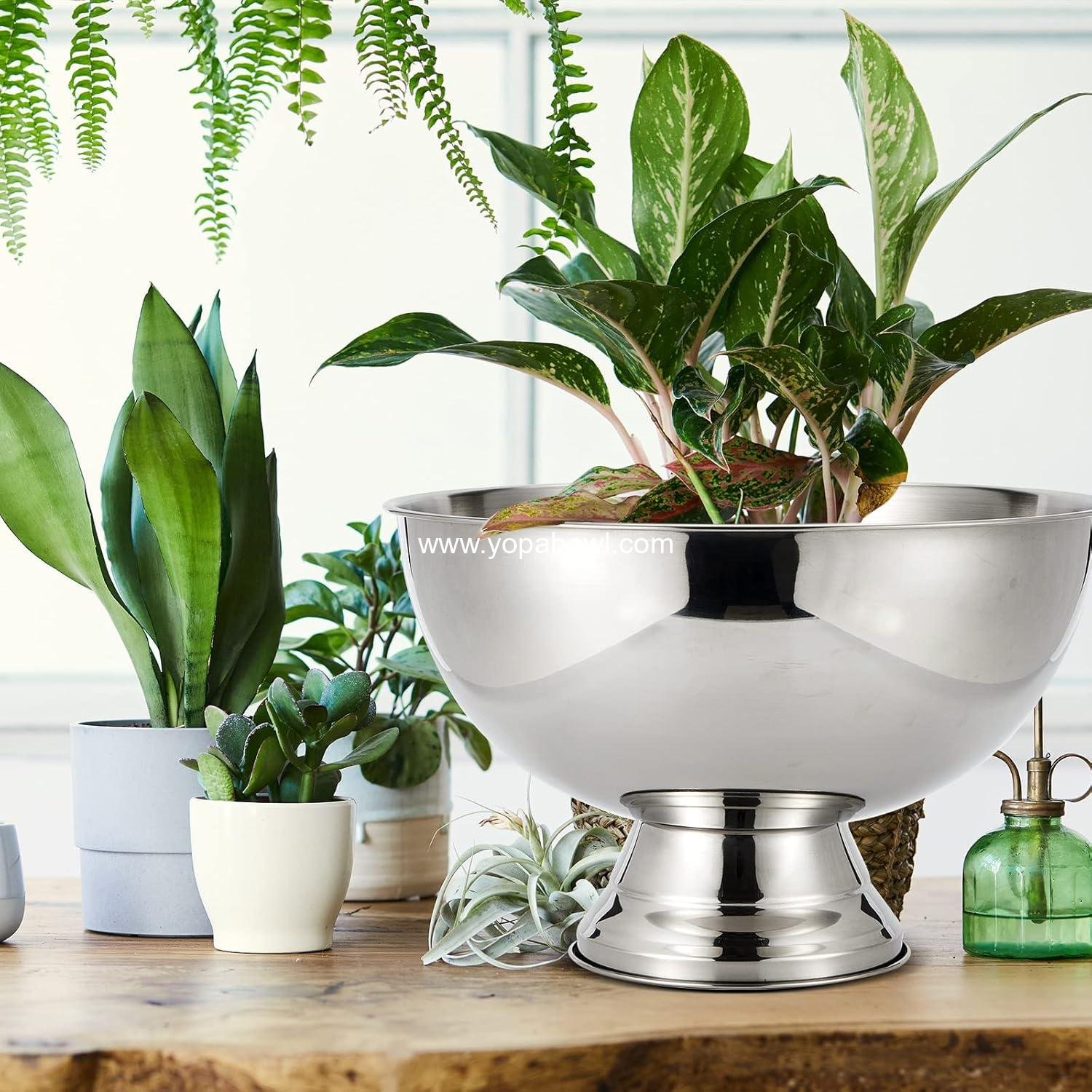 Wholesale 3 Gallon 12L Stainless Steel Champagne Bucket Punch Bowl with Ladle Ice Bucket for Parties Large Metal Wine Bowl with Base for Wine and Beer Factory