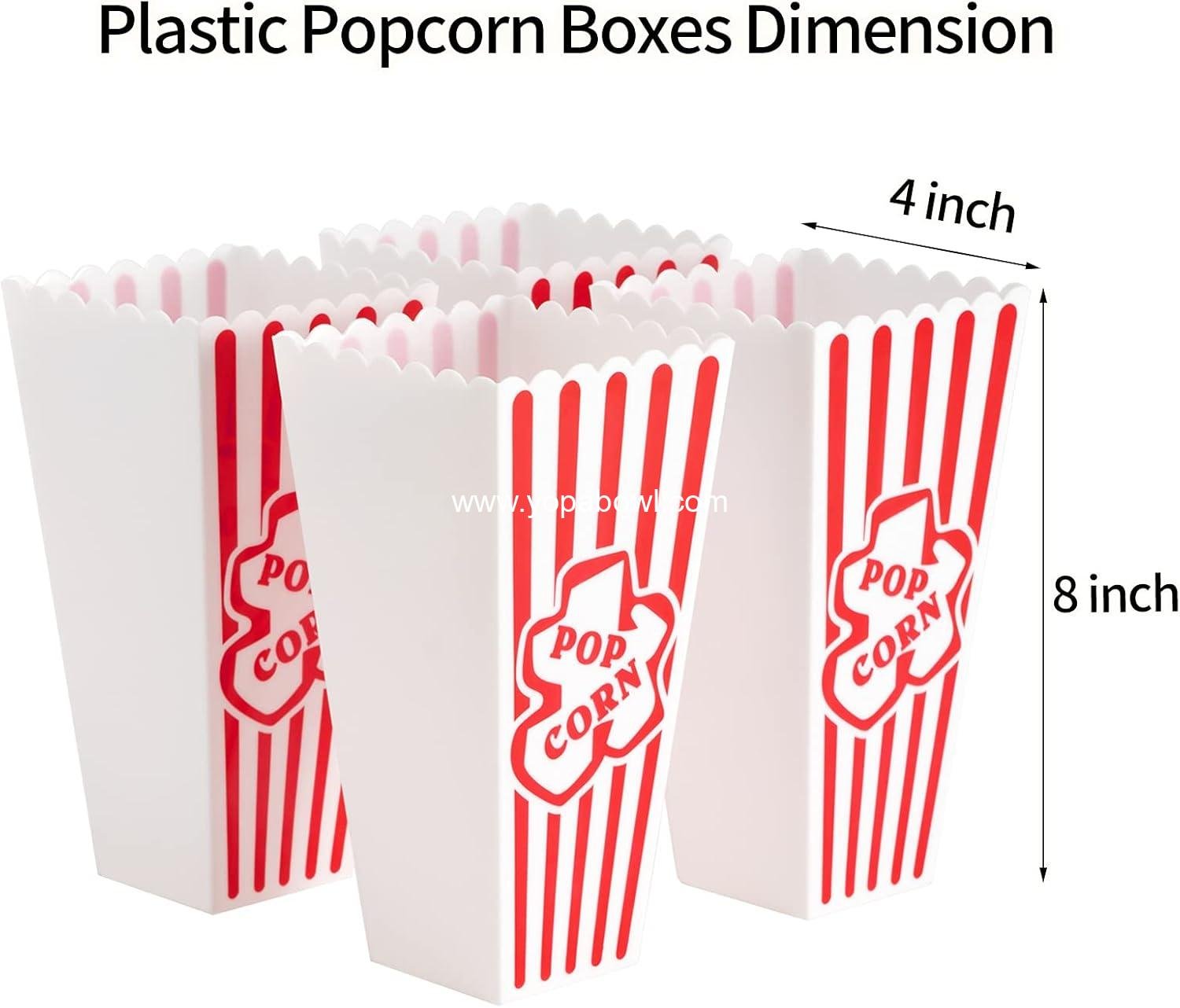 Wholesale Red & White Striped Popcorn Containers Retro Reusable Movie Night Boxes 4”x8” (4 Pack) Factory