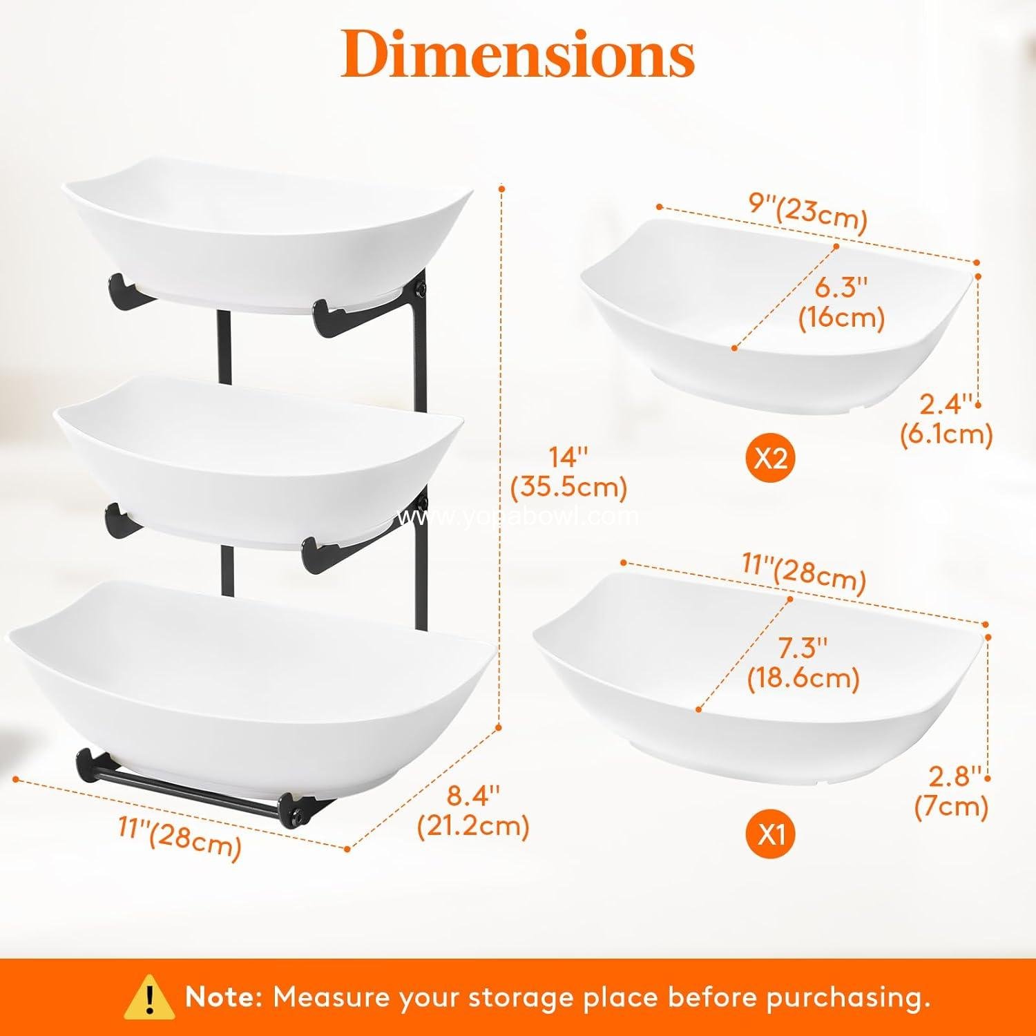 Wholesale 3-Tier Plastic Fruit Bowl Basket for Kitchen Countertop with Black Metal Stand - Serving Tray for Food, Vegetables, Cakes, Desserts at Party Factory