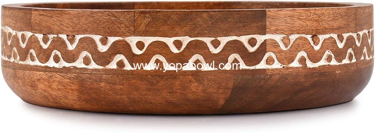 Wholesale Round White Decorative Mango Wood Bowls for Rustic Home Decor Table Centerpieces Party Wedding Décor (10