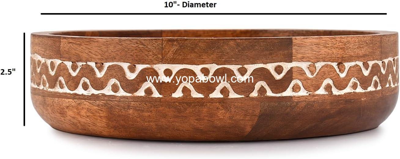 Wholesale Round White Decorative Mango Wood Bowls for Rustic Home Decor Table Centerpieces Party Wedding Décor (10