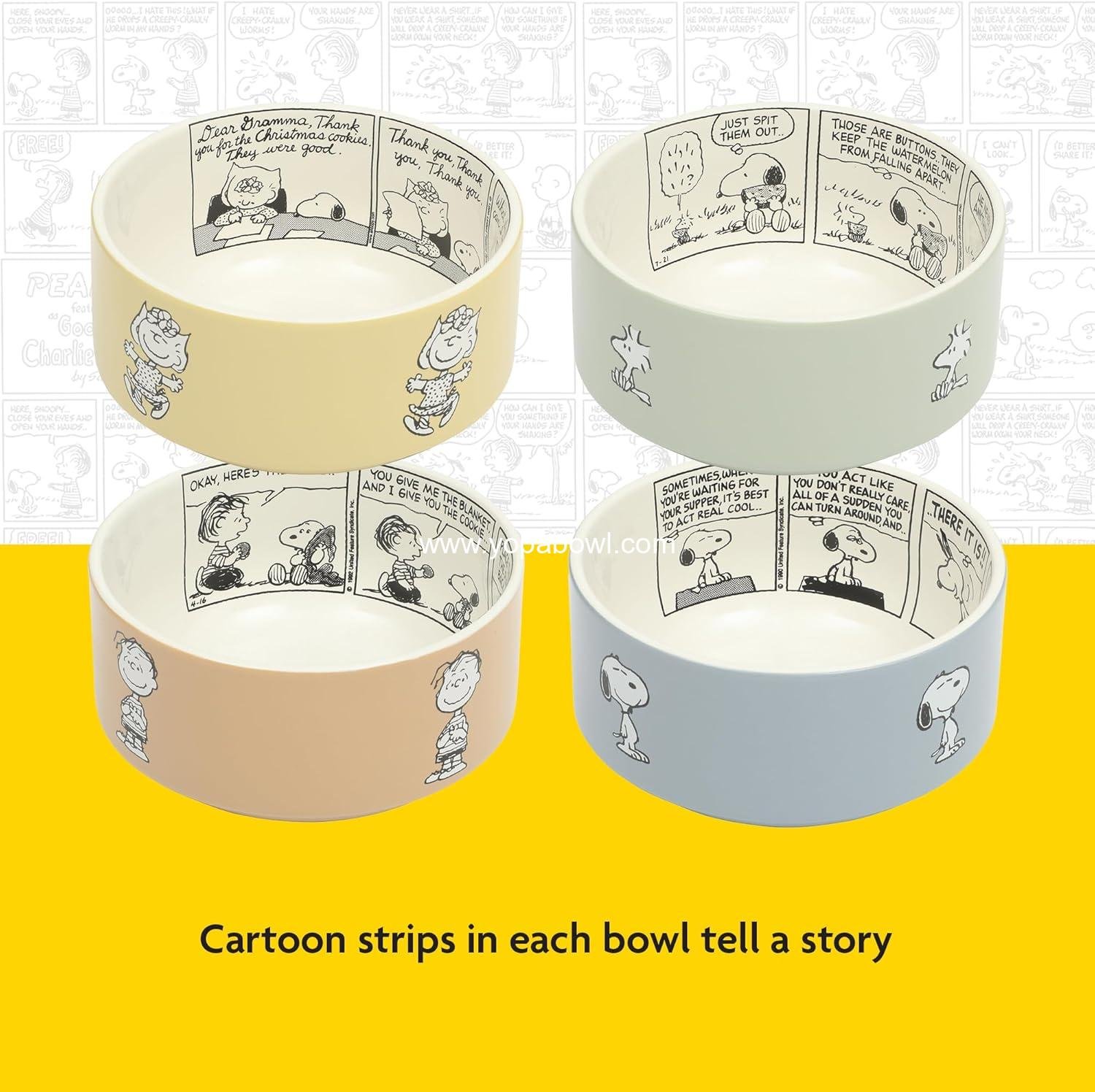 OEM 4-Piece 5.5-Inch Decorated Stoneware Ceramic Stackable Bowl Set, Microwave & Dishwasher Safe Snack and Dessert Bowls - Factory