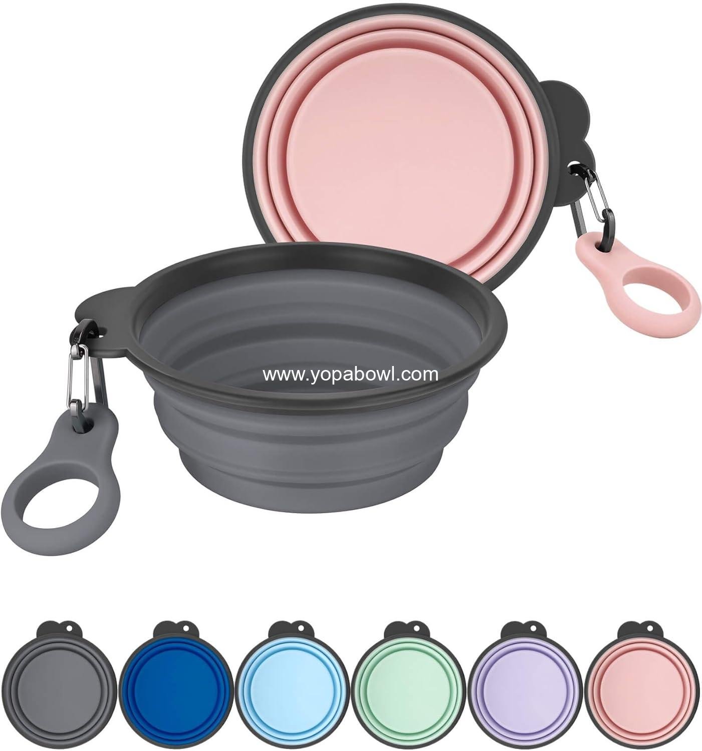 Aonkey Collapsible Dog Bowls with Bottle Carrier, 2 Pack Travel Dog Water Bowl Upgraded Carabiner, One-Piece Molded Rim No Fall Off or Crack, Foldable Silicone Portable for Pets Walking Hiking 15oz