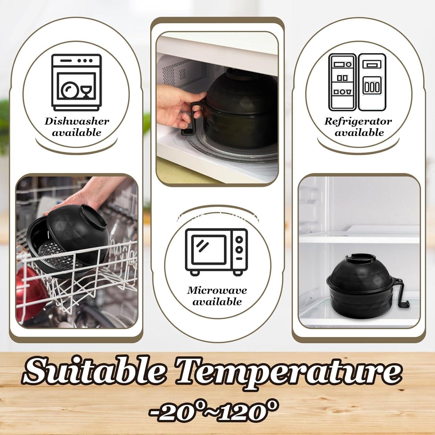 Wholesale 2 Sets Microwave Ramen Bowl Set, Black Noodle Bowl with Lid, Includes Spoon, Chopsticks, and Fork for Home and Office Factory