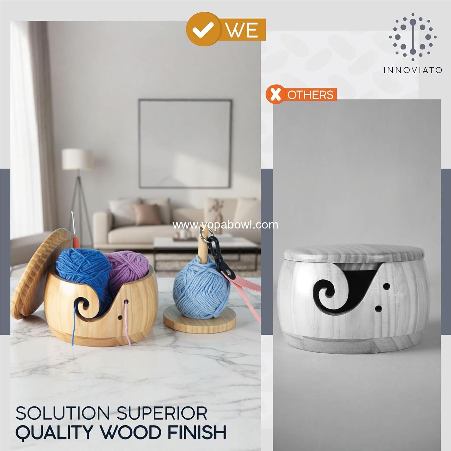 Wholesale Wooden Yarn Bowl for Knitting and Crocheting - Portable Yarn Holder and Thread Organizer Kit with Box, Factory