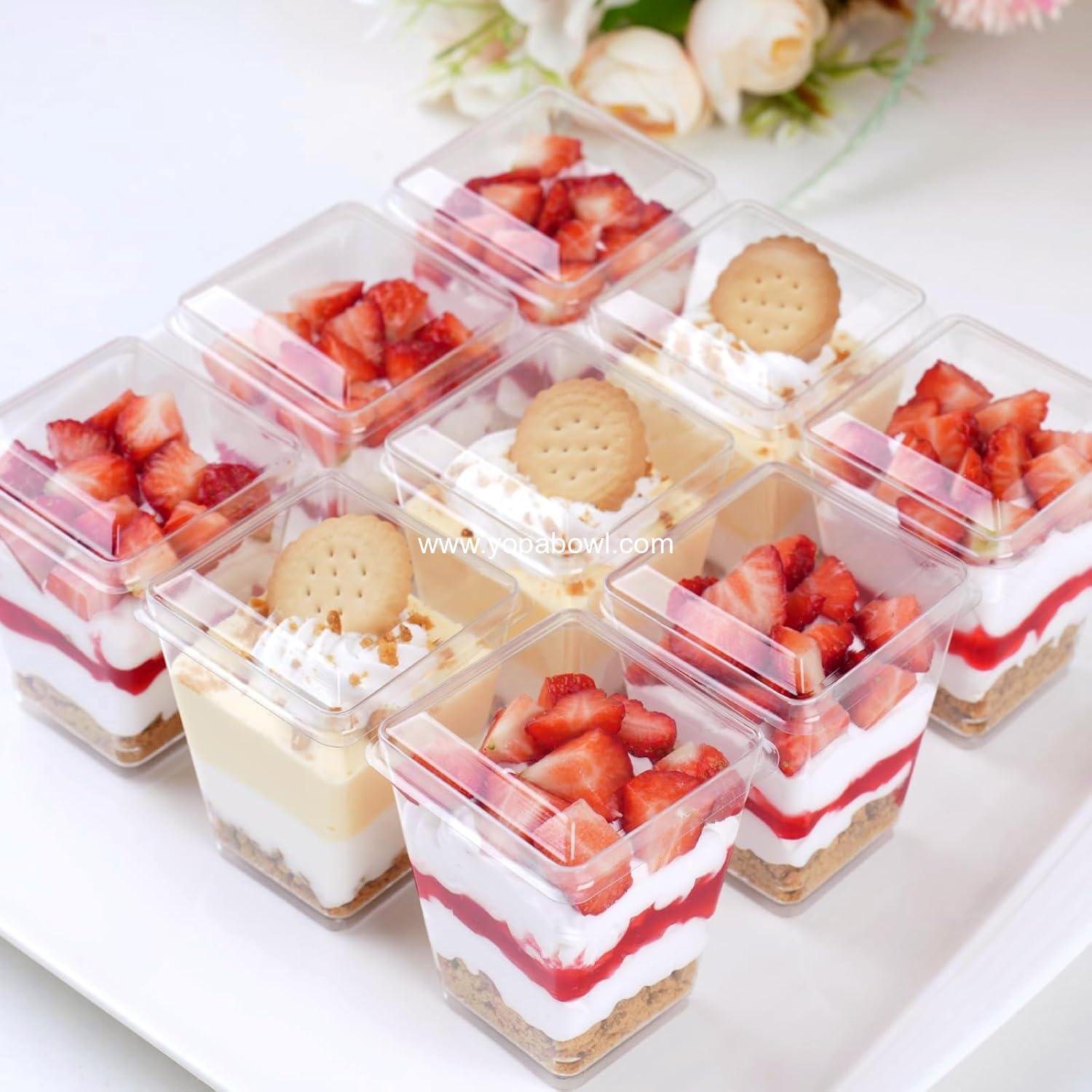 Wholesale 50 Pack 5 oz Plastic Dessert Cups with Lids and Spoons, Mini Dessert Shooters for Individual Yogurt Parfait, Jello, Fruit Trifle, Banana Pudding - Factory