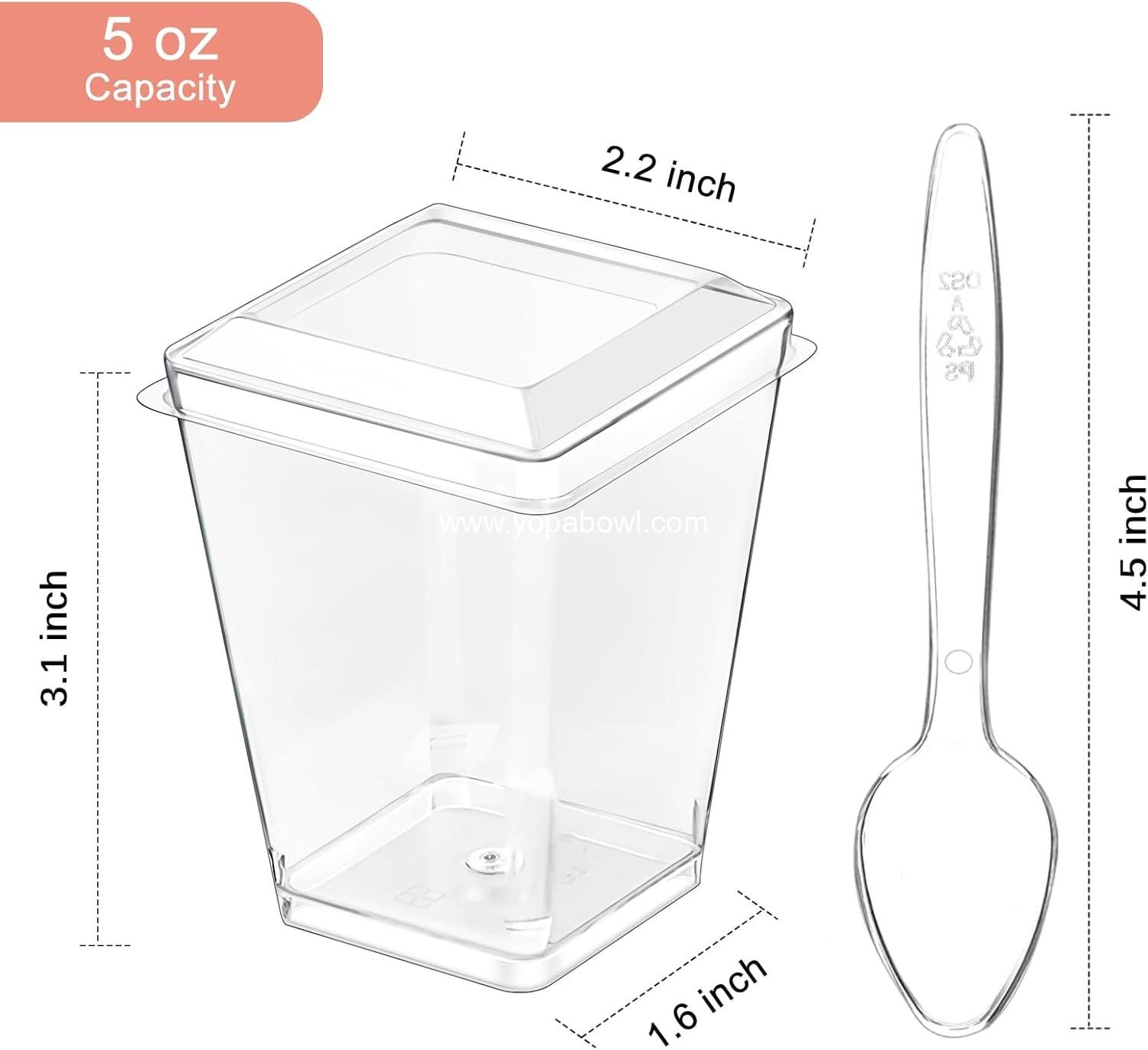 Wholesale 50 Pack 5 oz Plastic Dessert Cups with Lids and Spoons, Mini Dessert Shooters for Individual Yogurt Parfait, Jello, Fruit Trifle, Banana Pudding - Factory