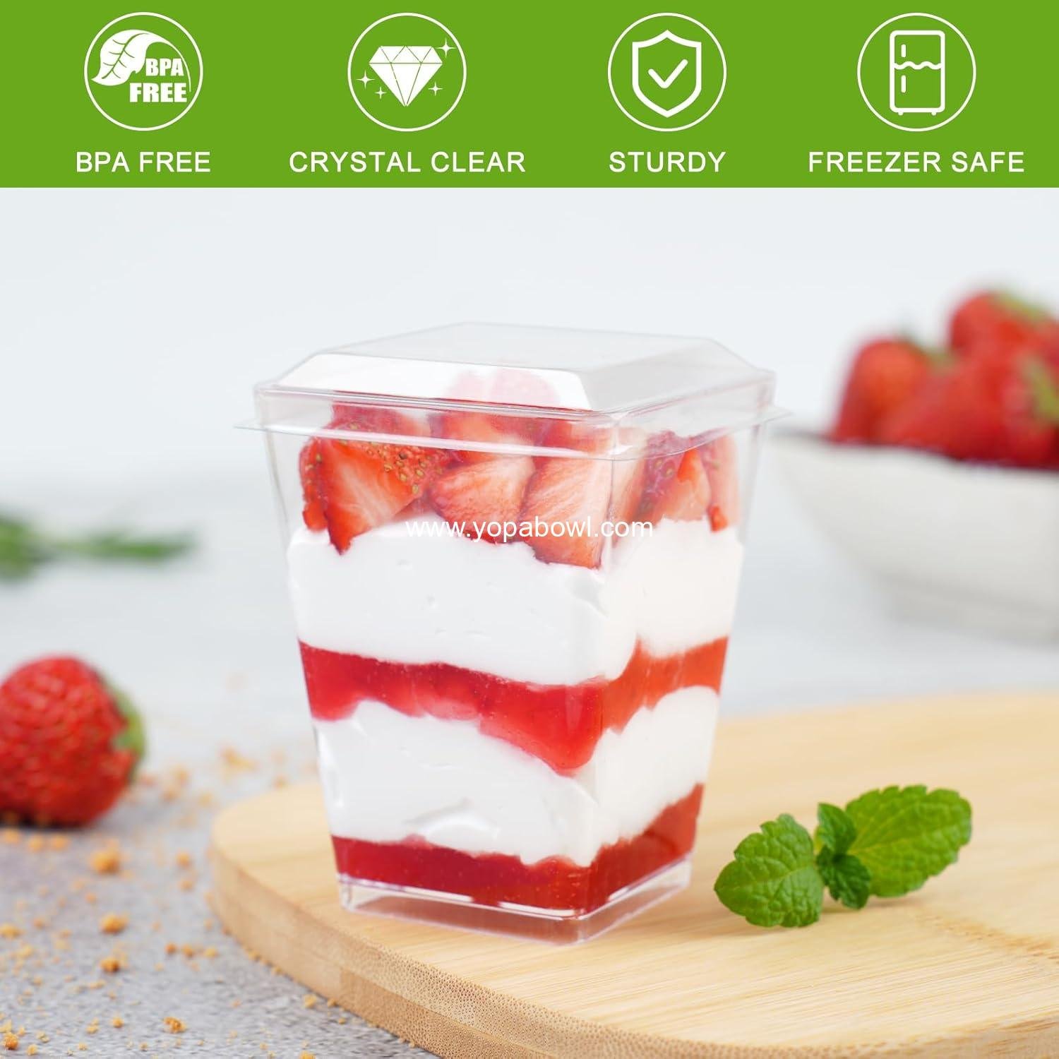 Wholesale 50 Pack 5 oz Plastic Dessert Cups with Lids and Spoons, Mini Dessert Shooters for Individual Yogurt Parfait, Jello, Fruit Trifle, Banana Pudding - Factory