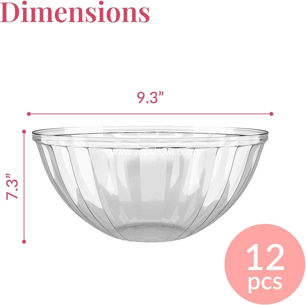 Wholesale Clear Plastic Serving Bowls, 48 Oz, 12 Pack - Round Disposable Containers for Punch, Parties, and Snacks - Large Salad Bowl Dish for Serving Candy and Salads - Factory