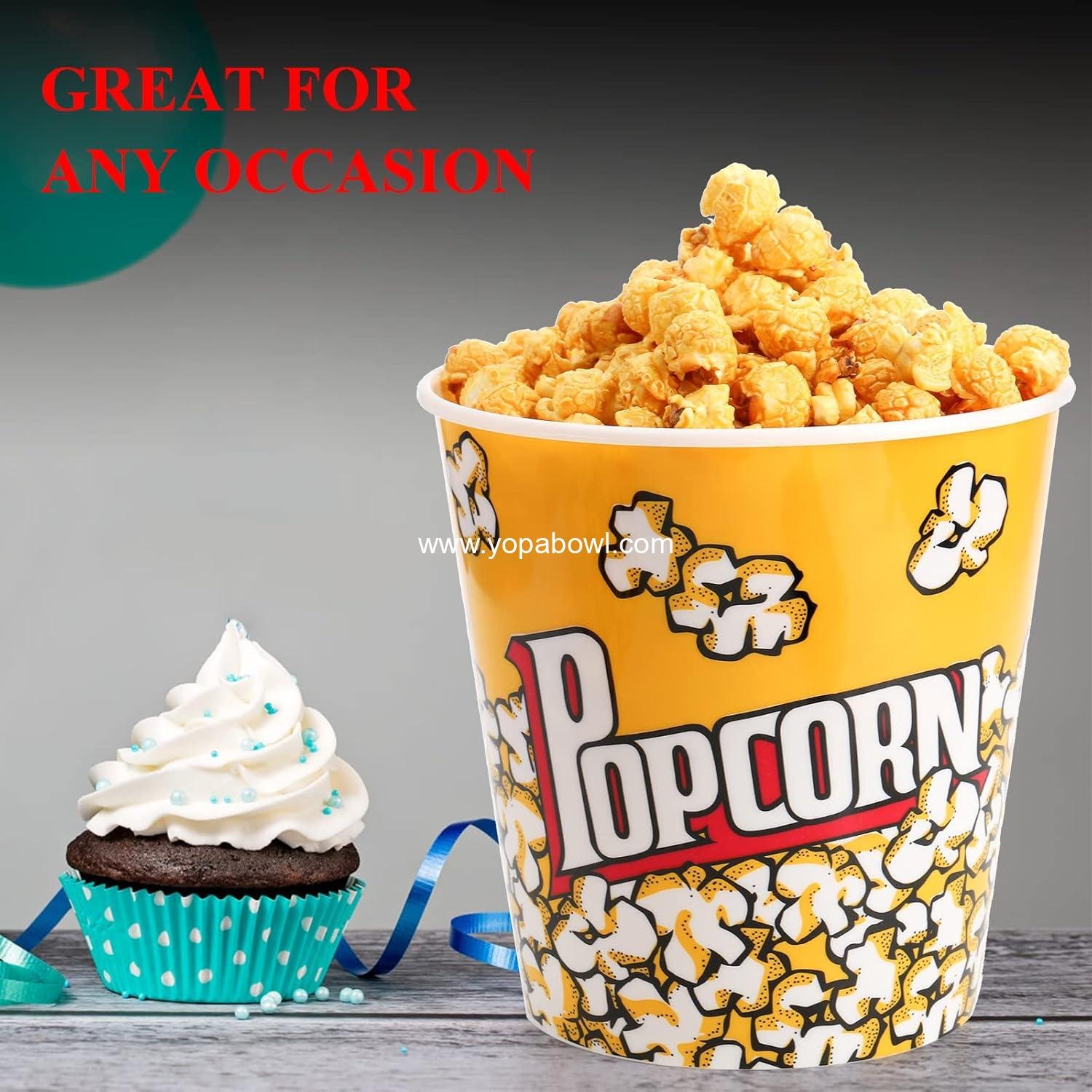 Wholesale 12 Pack Reusable Plastic Popcorn Containers - 7 x 7 Inches for Movie Night - Factory