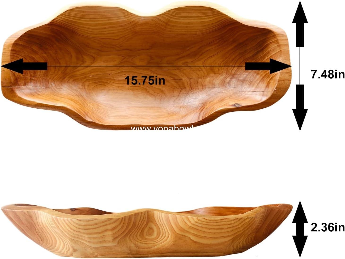 Wholesale Large Handmade Decorative Wooden Dough Bowl, Natural Wood Grain Finish, Kitchen Coffee Dining Table Centerpiece Decor Tray, Farmhouse Style, Driftwood Bowl - Factory