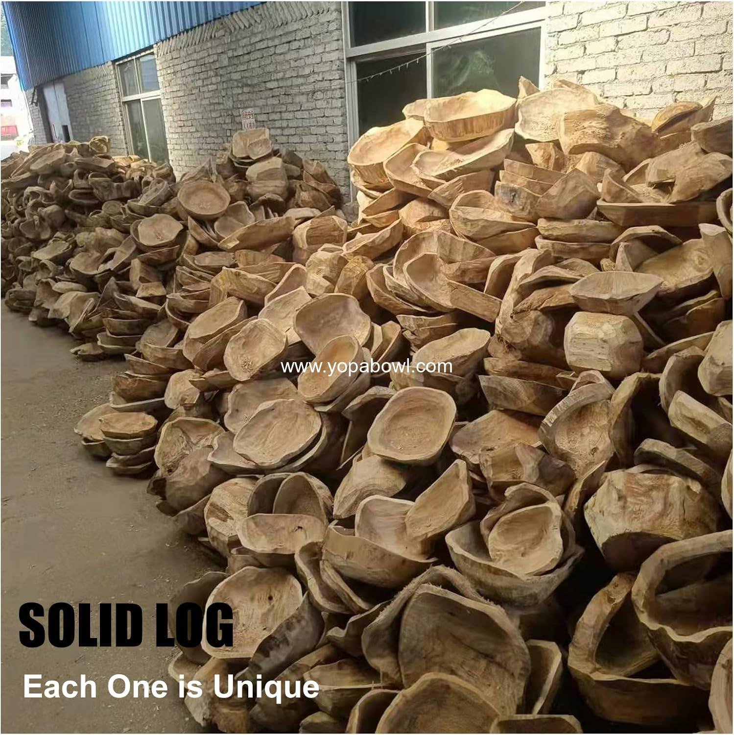 Wholesale Large Handmade Decorative Wooden Dough Bowl, Natural Wood Grain Finish, Kitchen Coffee Dining Table Centerpiece Decor Tray, Farmhouse Style, Driftwood Bowl - Factory