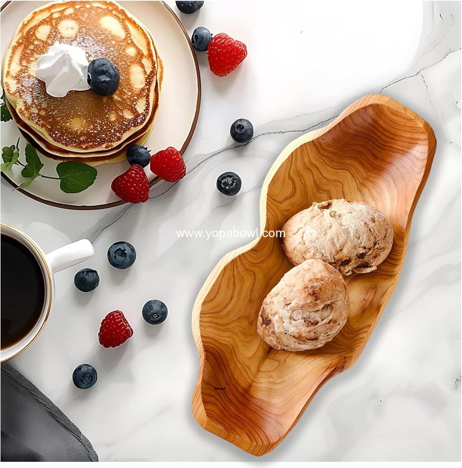 Wholesale Large Handmade Decorative Wooden Dough Bowl, Natural Wood Grain Finish, Kitchen Coffee Dining Table Centerpiece Decor Tray, Farmhouse Style, Driftwood Bowl - Factory