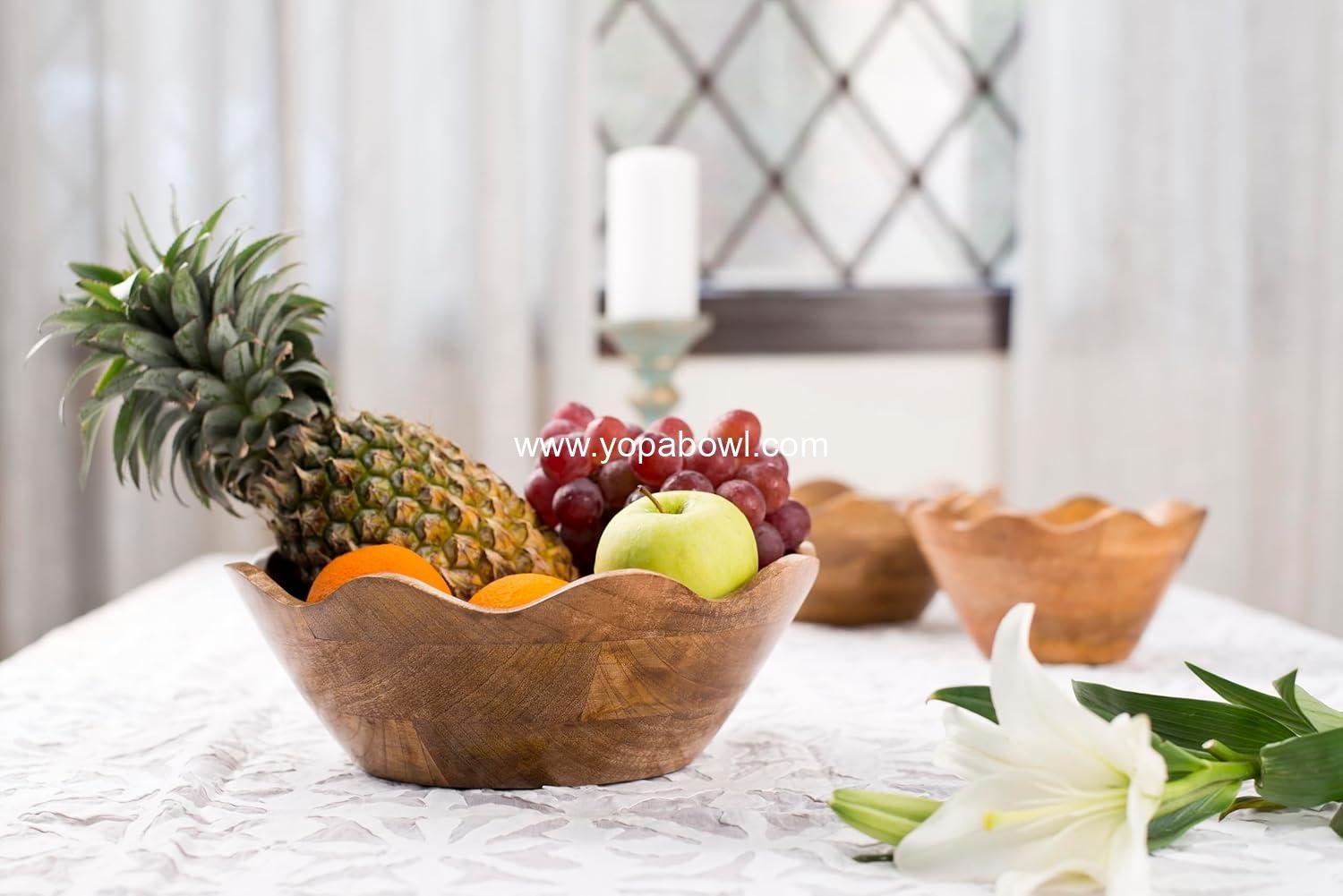Wholesale Scalloped Decorative Wooden Bowl | 12-Inch Mango Wood Fruit & Serving Bowl | Natural Grain Finish for Kitchen Counter | Snacks Desserts Bread | Handcrafted Home Decor Factory Wholesale Scalloped Decorative Wooden Bowl | 12-Inch Mango Wood Fruit & Serving Bowl | Natural Grain Finish for Kitchen Counter | Snacks Desserts Bread | Handcrafted Home Decor Factory