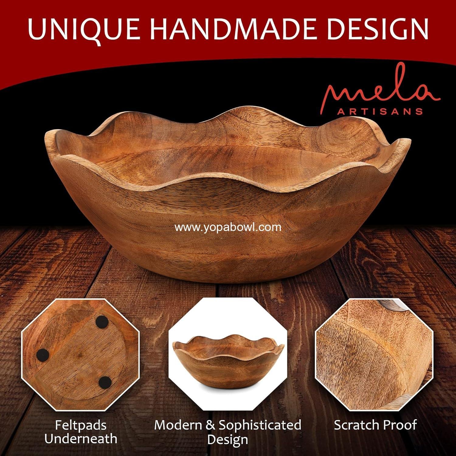 Wholesale Scalloped Decorative Wooden Bowl | 12-Inch Mango Wood Fruit & Serving Bowl | Natural Grain Finish for Kitchen Counter | Snacks Desserts Bread | Handcrafted Home Decor Factory Wholesale Scalloped Decorative Wooden Bowl | 12-Inch Mango Wood Fruit & Serving Bowl | Natural Grain Finish for Kitchen Counter | Snacks Desserts Bread | Handcrafted Home Decor Factory