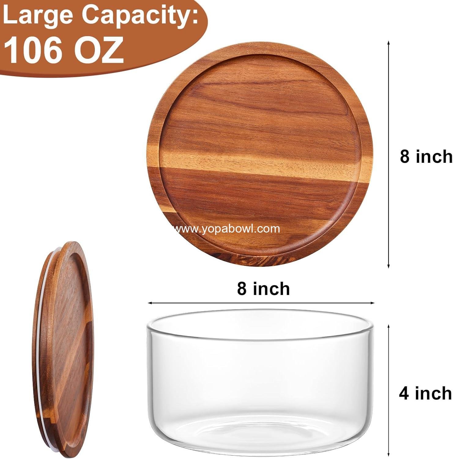 Wholesale Large Salad Bowl with Lid, 106 oz Glass Bowl with Acacia Wood Lid, Versatile Trifle and Fruit Bowl, Ideal for Mixing Salads, Desserts, Fruits, Chips, and Pasta, Dishwasher Safe - Factory Wholesale Large Salad Bowl with Lid, 106 oz Glass Bowl with Acacia Wood Lid, Versatile Trifle and Fruit Bowl, Ideal for Mixing Salads, Desserts, Fruits, Chips, and Pasta, Dishwasher Safe - Factory