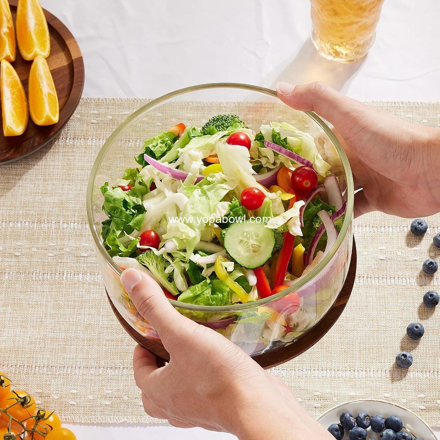 Wholesale Large Salad Bowl with Lid, 106 oz Glass Bowl with Acacia Wood Lid, Versatile Trifle and Fruit Bowl, Ideal for Mixing Salads, Desserts, Fruits, Chips, and Pasta, Dishwasher Safe - Factory Wholesale Large Salad Bowl with Lid, 106 oz Glass Bowl with Acacia Wood Lid, Versatile Trifle and Fruit Bowl, Ideal for Mixing Salads, Desserts, Fruits, Chips, and Pasta, Dishwasher Safe - Factory