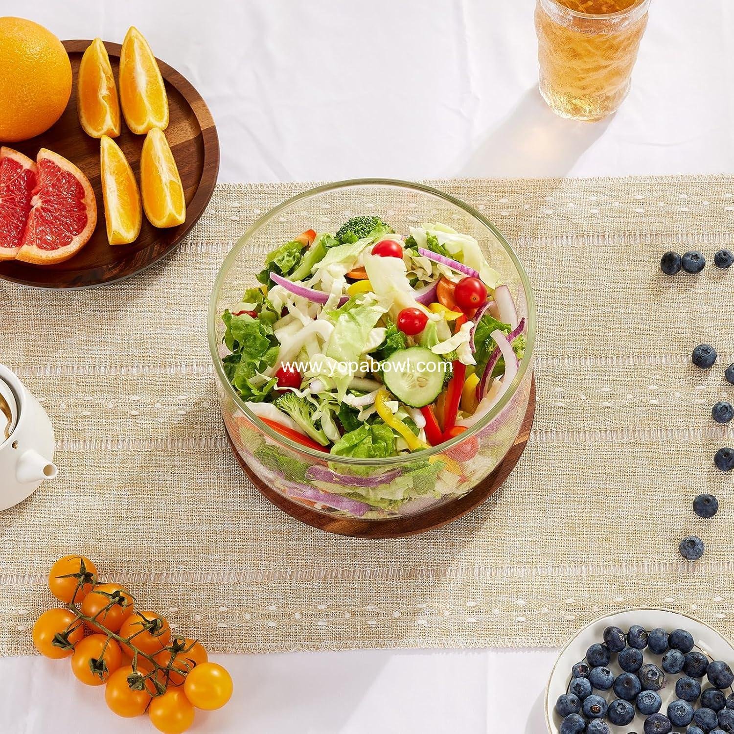 Wholesale Large Salad Bowl with Lid, 106 oz Glass Bowl with Acacia Wood Lid, Versatile Trifle and Fruit Bowl, Ideal for Mixing Salads, Desserts, Fruits, Chips, and Pasta, Dishwasher Safe - Factory Wholesale Large Salad Bowl with Lid, 106 oz Glass Bowl with Acacia Wood Lid, Versatile Trifle and Fruit Bowl, Ideal for Mixing Salads, Desserts, Fruits, Chips, and Pasta, Dishwasher Safe - Factory