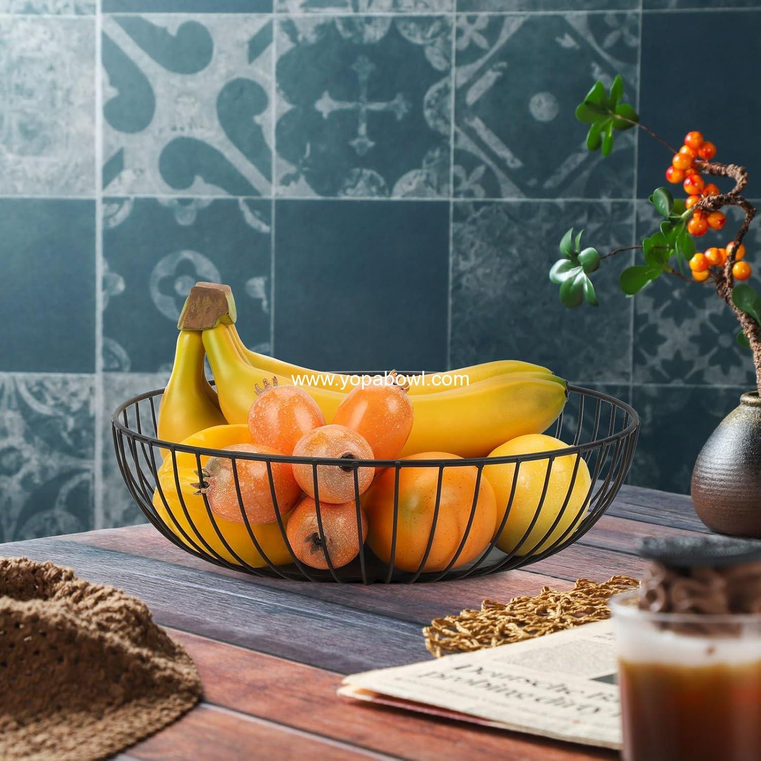 Wholesale Black Wire Fruit Basket - Kitchen Metal Fruit Bowl Stand for Counters (Exposure) - Factory Wholesale Black Wire Fruit Basket - Kitchen Metal Fruit Bowl Stand for Counters (Exposure) - Factory