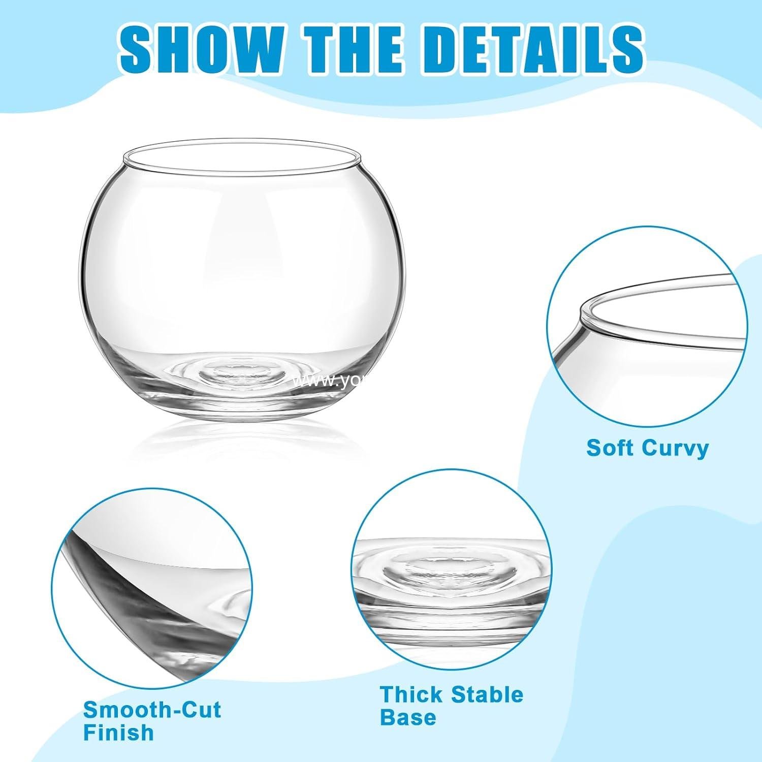Wholesale 24 Pcs Fish Bowl Glass Bubble Vases Round Terrarium for Goldfish and Flower Centerpieces, 3.5 Wholesale 24 Pcs Fish Bowl Glass Bubble Vases Round Terrarium for Goldfish and Flower Centerpieces, 3.5