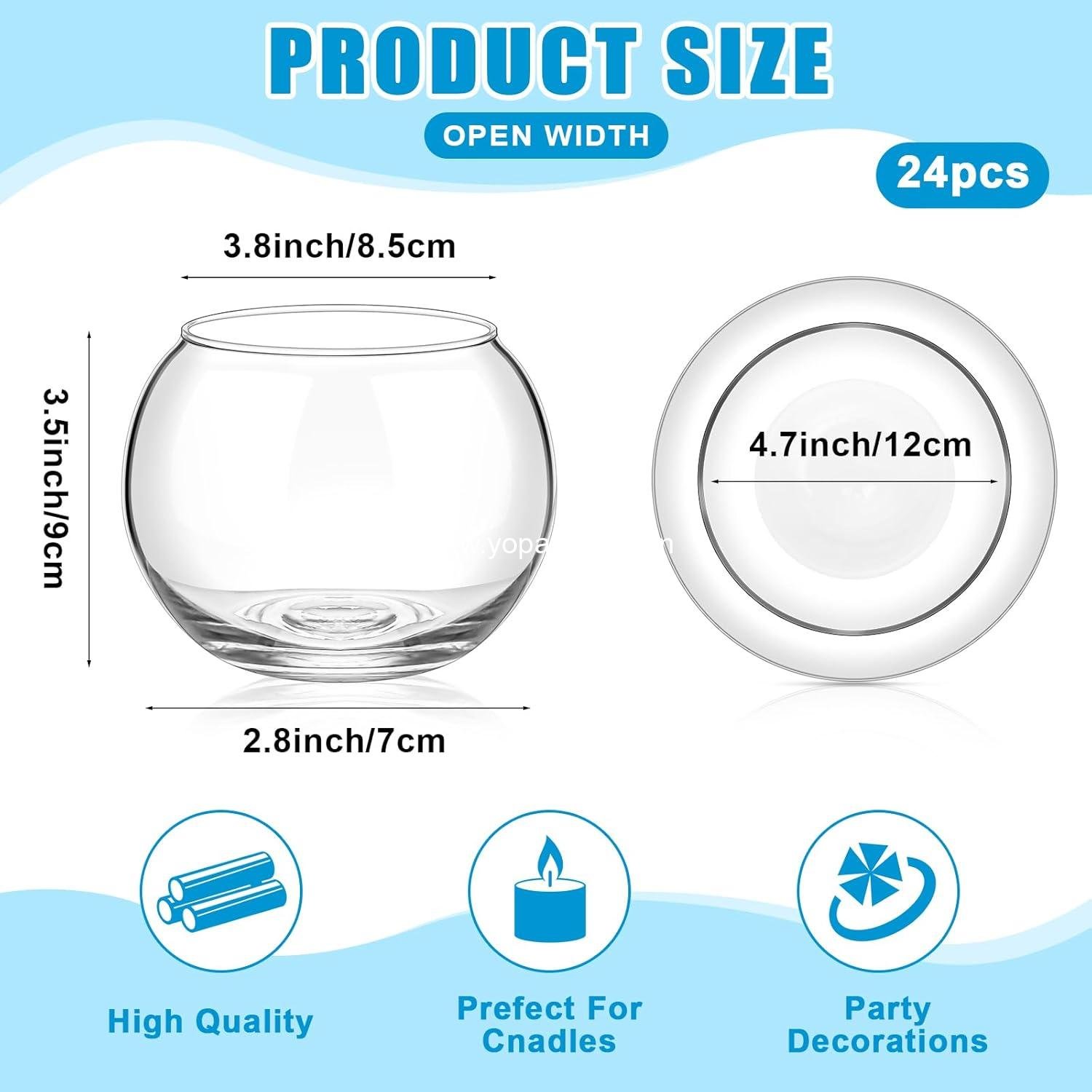 Wholesale 24 Pcs Fish Bowl Glass Bubble Vases Round Terrarium for Goldfish and Flower Centerpieces, 3.5 Wholesale 24 Pcs Fish Bowl Glass Bubble Vases Round Terrarium for Goldfish and Flower Centerpieces, 3.5